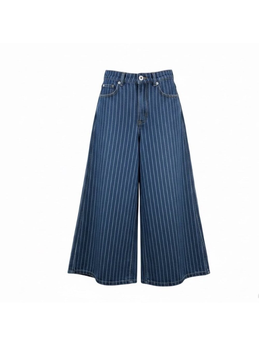 We The Free Womens Blue Wide-Leg Pinstripe Denim Jeans Casual Size 29